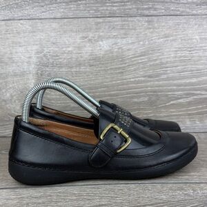 Vionic 354Goleta Women’s Sz 7.5 Black Leather Buckle Strap Mary Jane Loafers